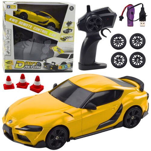  Auto na daljinsko upravljanje Drift Sports sa zamjenivim kotačima RC 4WD - žuti Slike