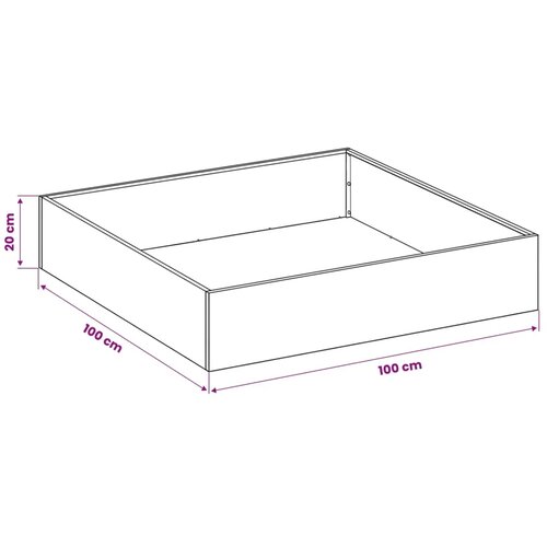  Vrtna saksija 2 kom. Srebrna 100 x 100 x 20 cm Pocinčani čelik - Pocinčani čelik 100 x 100 x 20 cm 2 Slike