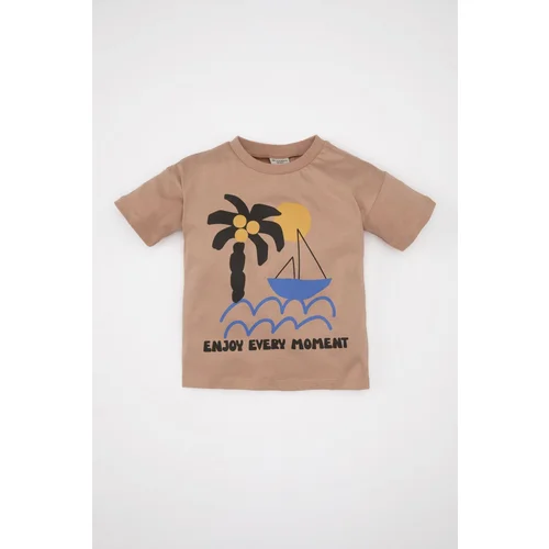 Defacto Baby Boy Crew Neck Palm Tree Printed Short Sleeve T-Shirt