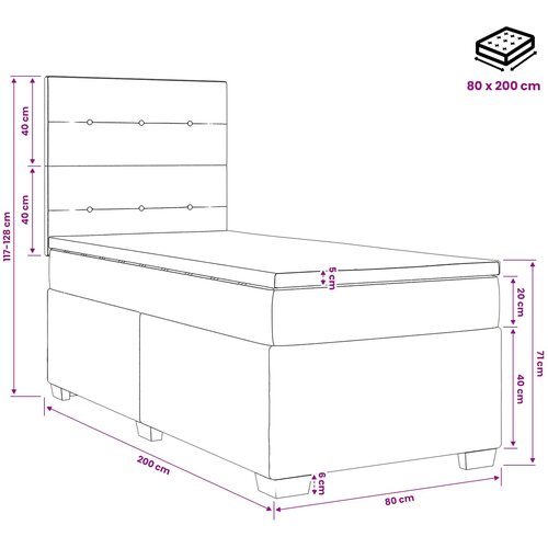  Boxspring krevet s madracem Svjetlosiva 80 x 200 cm Bar&amp;scaron;un Slike
