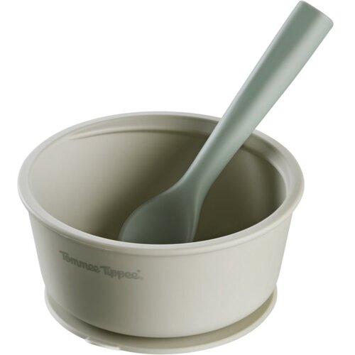Tommee Tippee EasiStick&amp;trade; Silicone Bowl &amp;amp; Spoon silikonska posoda s priseskom 4m+ Green 1 kos Slike