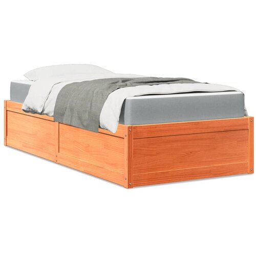  The Living Store Postelja z vzmetnico vo&amp;scaron;čeno rjava 90x190 cm trdna borovina - Postelja, (21496257) Slike