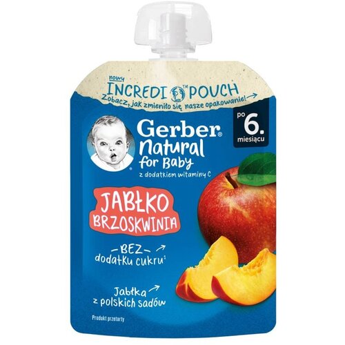 Gerber voćni pire jabuka, breskva 80g Slike