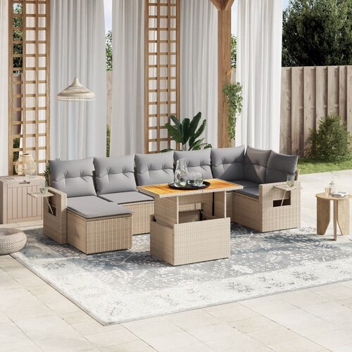 vidaXL 8-dijelni set vrtnih sofa od poliratana s jastucima bež Cijene