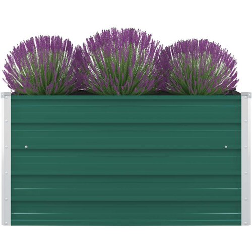 vidaXL Dvignjeno cvetlično korito 100x100x45 cm pocinkano jeklo zeleno Cene