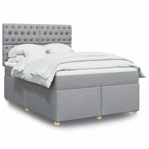 VidaXL Krevet box spring s madracem svjetlosivi 140x200 cm od tkanine Slike