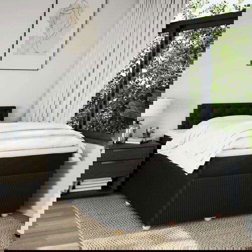 VidaXL Krevet box spring s madracem crni 120 x 190 cm od tkanine Slike