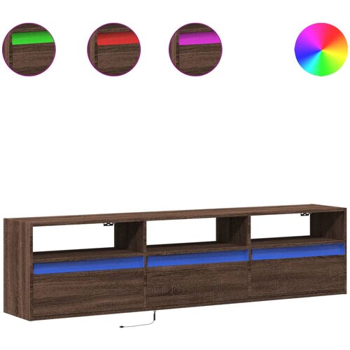 Maison Chic Stenska TV omarica - TV stojalo - Televizijska omarica z LED lučkami rjavi hrast 180x31x45 cm, (21701322) Slike