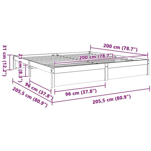  Okvir za krevet Vosak smeđa 200 x 200 cm Slike