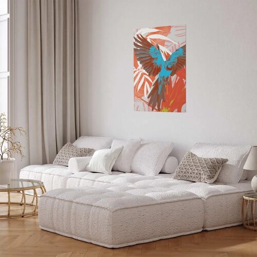  Plakat - Exotic Wings - parrot among abstract leaf patterns 60x90 Bez okvira Slike