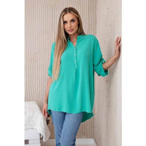 Kesi Włoski Blouse with a longer back dark mint Slike