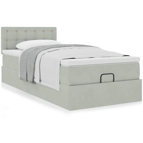 VidaXL Otomanski posteljni okvir z vzmetnico siv 100x200 cm žamet Slike