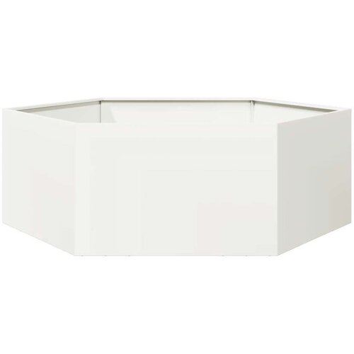 VidaXL Vrtna sadilica bijela &amp;scaron;esterokutna 138 x 120 x 45 cm čelična Slike