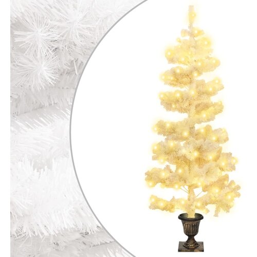 vidaXL Spiralno božićno drvce s posudom LED bijelo 120 cm PVC Cijene