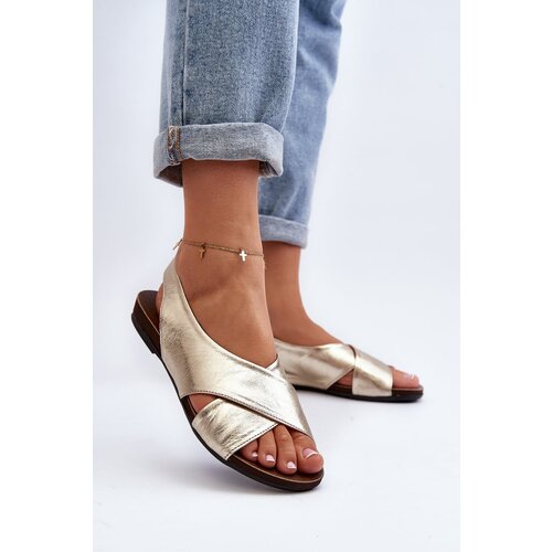 Kesi Zazoo Women's Leather Sandals Gold Cene