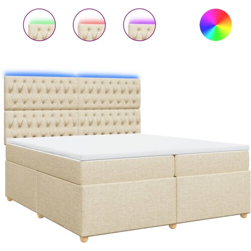 vidaXL Box spring postelja z vzmetnico krem 200x200 cm blago, (21310159) Cene