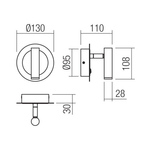  Redo 01-3090 - LED zidno spot svetlo CLOSER LED/6W/230V, crna Slike