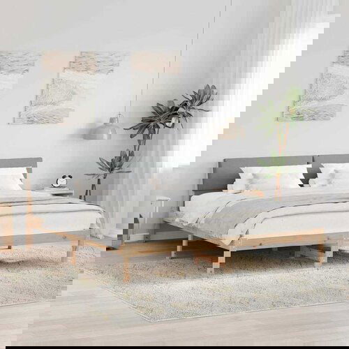 vidaXL Okvir kreveta s uzglavljem Smeđa i svijetlo siva 200 x 200 cm Cijene