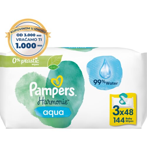 Pampers Otroški čistilni robčki Aqua Harmonie 3 paketi - 144 kos Cene