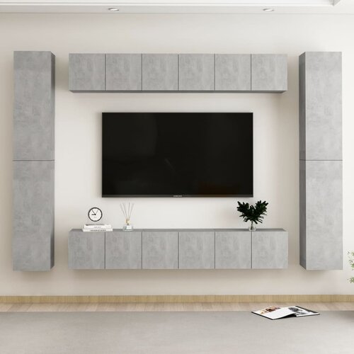 The Living Store Komplet TV omaric 10-delni betonsko siva iverna plošča - TV Omarica, (21434510) Cene