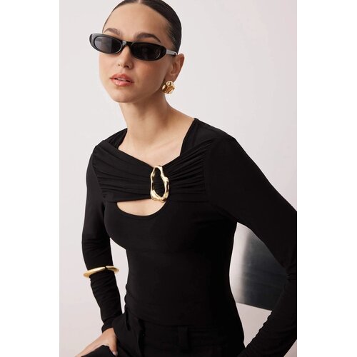 TRENDYOLMILLA ženska bluza Twoaw26Bz00087, crna Cene