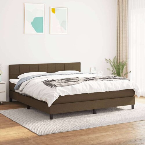  Box spring postelja z vzmetnico temno rjava 180x200 cm blago, (20896044) Slike