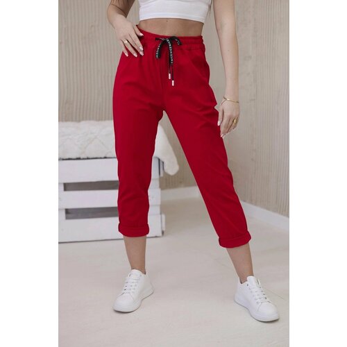 Kesi New Punto Trousers with Tie at the Waist Red Slike