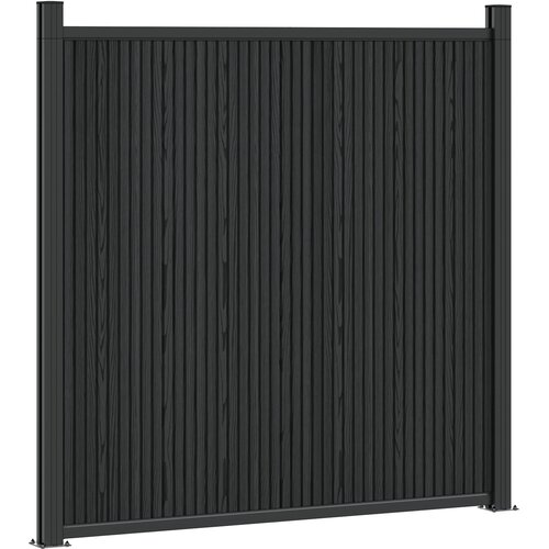 VidaXL Panel ograde WPC i aluminij Crna - Crna 180 x 186 cm Slike