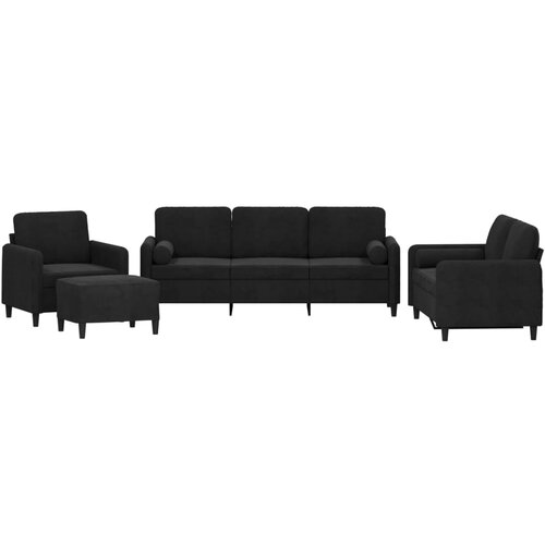 vidaXL 4-dijelni set sofa s jastucima crni baršunasti Cijene