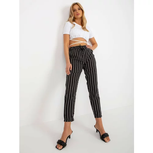 Fashion Hunters Black summer trousers SUBLEVEL made of striped fabric