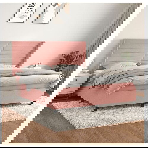 VidaXL Box spring postelja z vzmetnico roza 180x200 cm žamet Slike