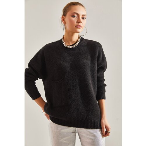 Bianco Lucci Women's Big Pocket Patterned Knitwear Sweater Slike