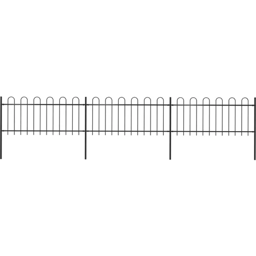  ograda s ukrasnim lukovima čelična 5,1 x 0,8 m crna