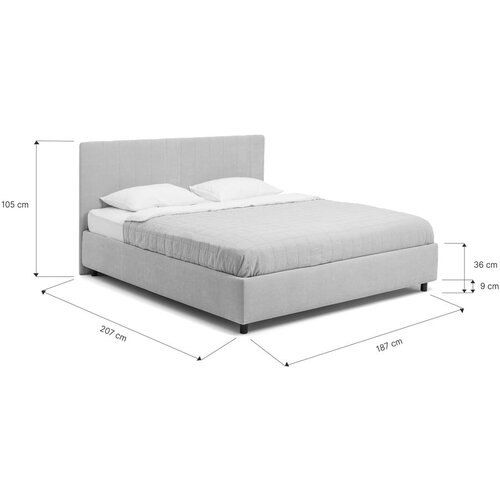 Bonami Selection Siva oblazinjena zakonska postelja s prostorom za shranjevanje z letvenim dnom 180x200 cm Myra Slim Line &amp;ndash; Slike