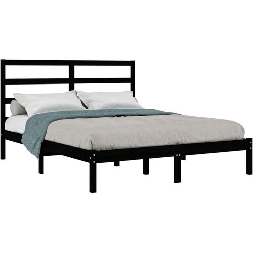  Okvir za krevet od masivne borovine crni 140 x 190 cm Slike