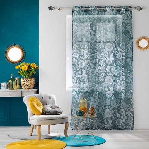 Douceur d int&amp;eacute;rieur Modrozelena prosojna zavesa 140x280 cm Milady &amp;ndash; Slike