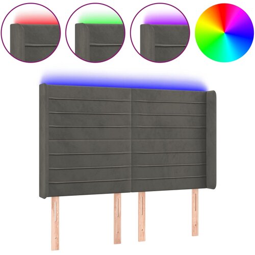 Maison Chic led posteljno vzglavje - vzglavna omarica - nočna omarica temno sivo 147x16x118/128 cm žamet, (21707848) Slike