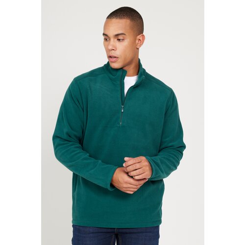 AC&Co / Altınyıldız Classics Men's Green Anti-pilling Anti-Pilling Standard Fit Bato Collar Cold-Proof Fleece Sweatshirt. Slike