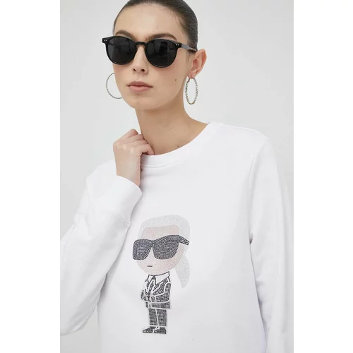 Karl Lagerfeld Bombažen pulover ženska, bela barva