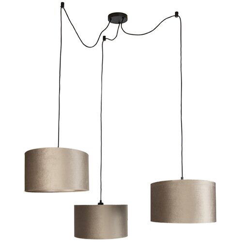 QAZQA Hanglamp zwart met taupe kap 35cm 3-lichts - Cava Cene