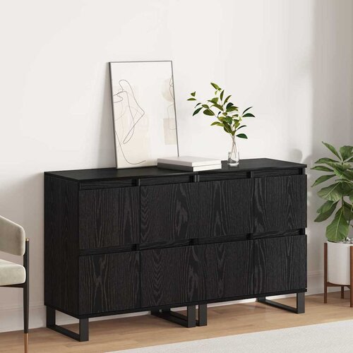 VidaXL Komode 2 pcs Crni hrast 120 x 35 x 70 cm Konstruirano drvo Slike