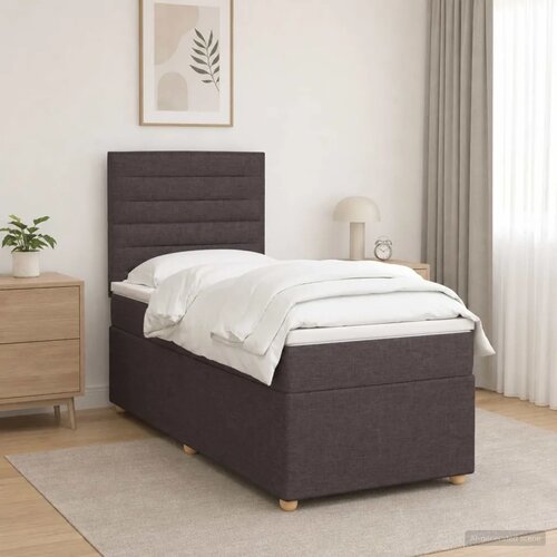  Boxspring krevet s madracem Tamno smeđa 100 x 200 cm Tkanina - Tamno smeđa 100 x 200 cm Dizajn linija Slike