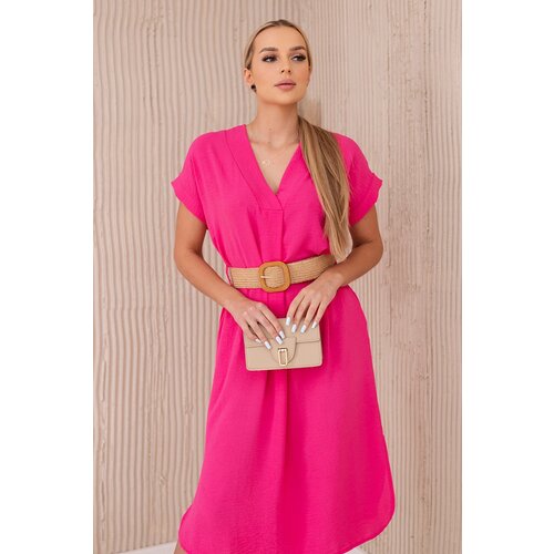 Kesi Włoski Dress with a decorative belt pink Cijene