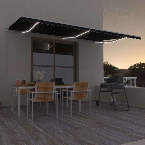  Tenda na ručno uvlačenje s LED svjetlima 600 x 300 cm antracit Cijene