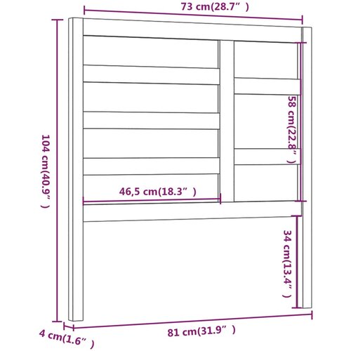  Uzglavlje za krevet crno 81 x 4 x 104 cm od masivne borovine Slike