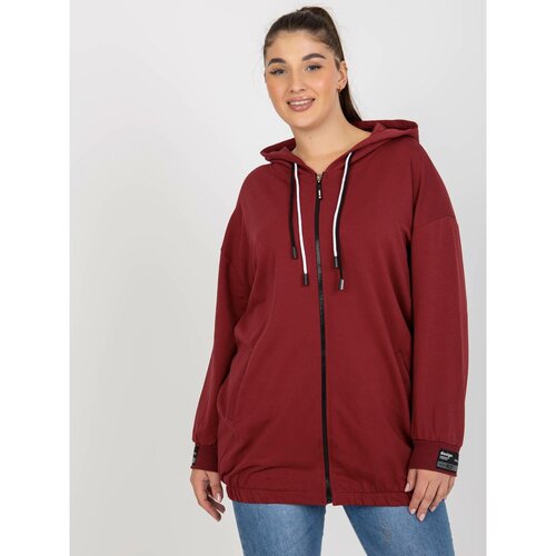 Fashion Hunters Plus size maroon sweatshirt with a print on the back Slike