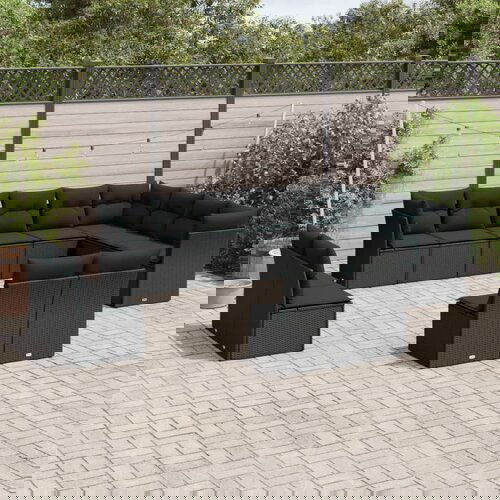 vidaXL 12-dijelni set vrtnih sofa od poliratana s jastucima crni Cijene