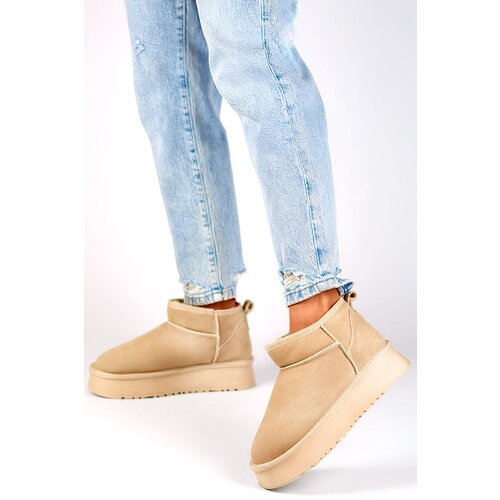 Primohurt Women&amp;#039;s beige leather snow boots, beige winter boots made of natural leather Slike