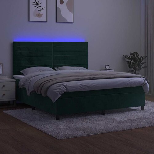  Krevet box spring s madracem LED tamnozeleni 160x200 cm bar&amp;scaron;un Slike