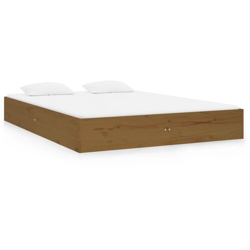 VidaXL Posteljni okvir medeno rjav iz trdnega lesa 120x190 cm 4FT, (20684402) Slike